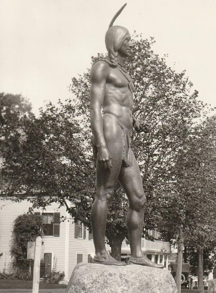 Massasoit Ousamequin Statue - Plymouth, Mass - Photo, c. 1920s Close Up