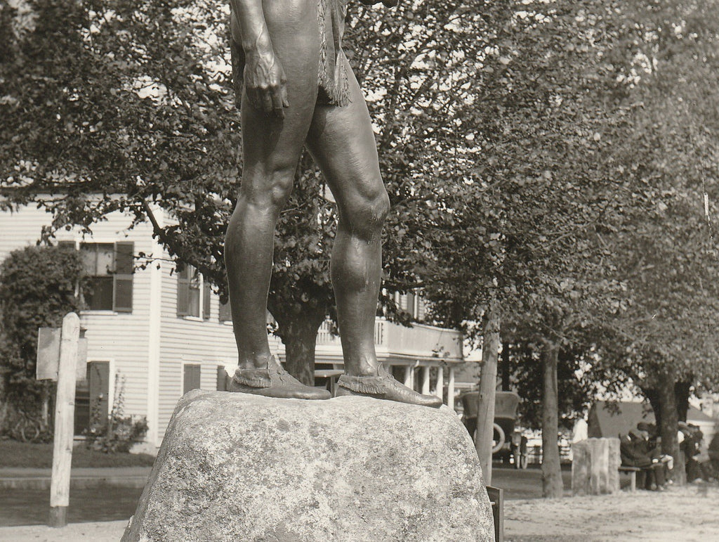 Massasoit Ousamequin Statue - Plymouth, Mass - Photo, c. 1920s Close Up 2