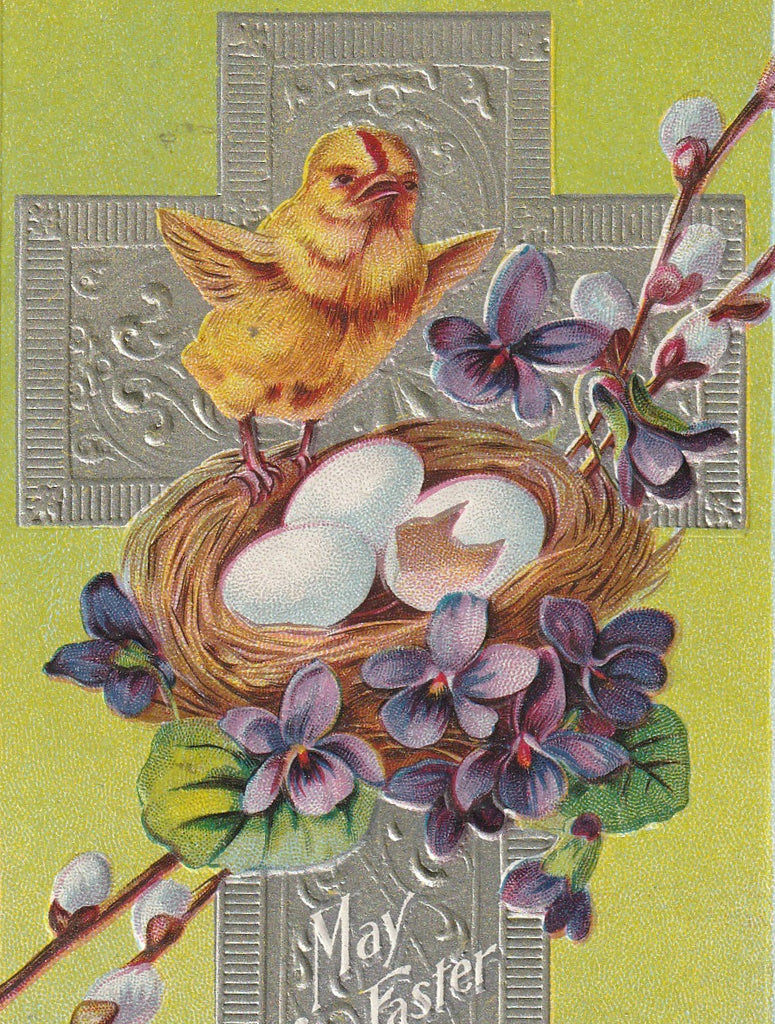 May Your Easter Be A Happy One Antique Postcard Close Up