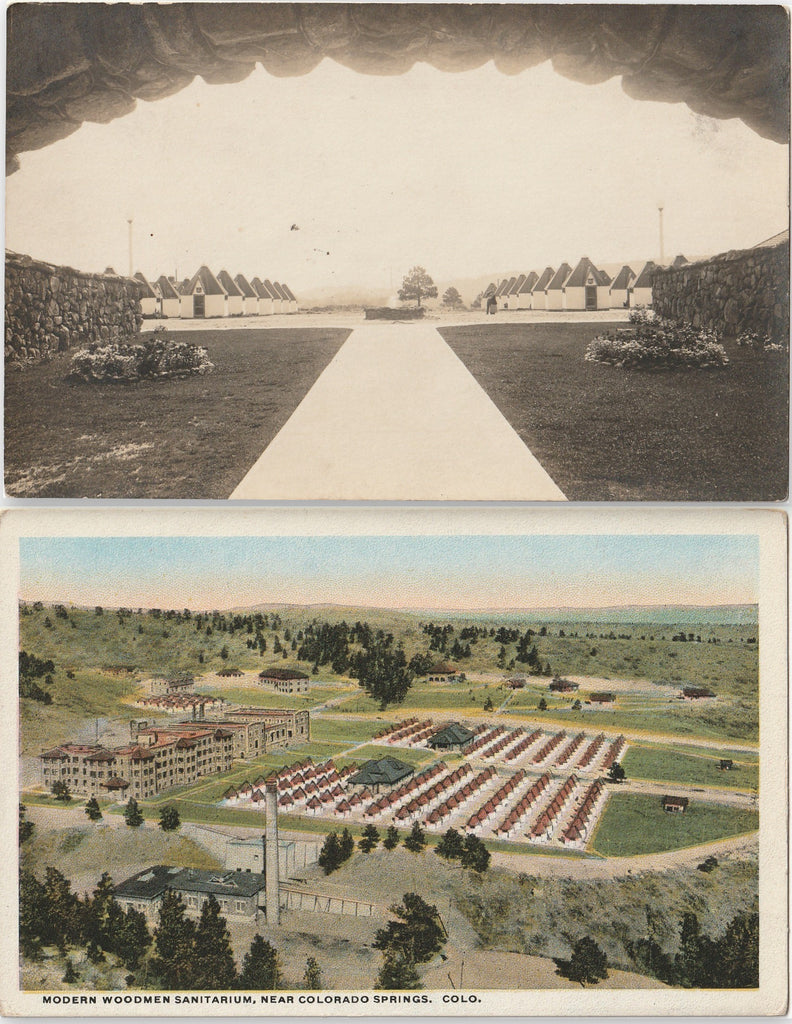 Modern Woodmen Sanitarium - Tuberculosis Hospital - Colorado Springs, CO - SET of 2 - Postcard and RPPC, c. 1910s