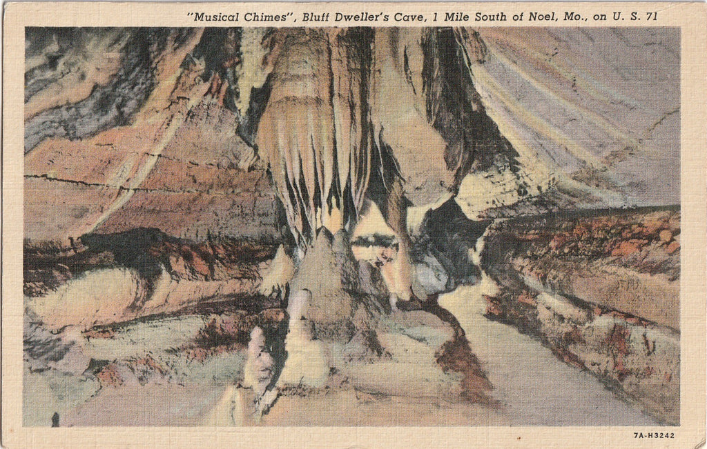Musical Chimes Bluff Dweller's Cave Noel Missouri Postcard