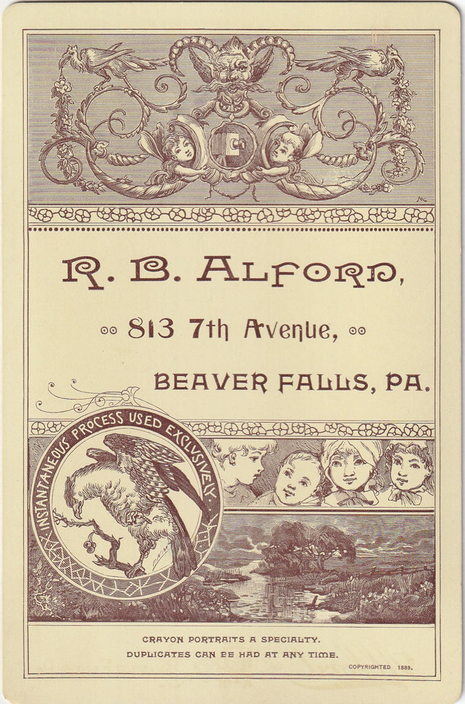 Mustachioed Victorian Man -R. B. Alford - Beaver Falls, PA - Cabinet Photo, c. 1889