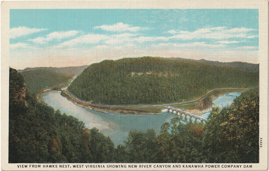 New River Canyon Kanawha Power Company Dam Hawks Nest West Virginia Postcard