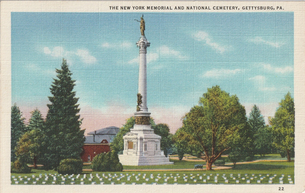 New York Memorial National Cemetery Gettysburg PA Postcard