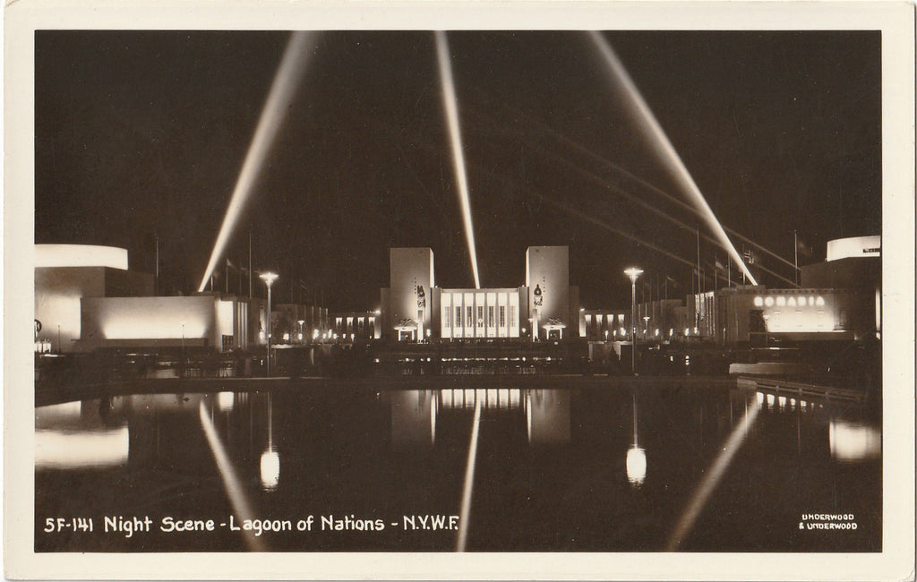 Night Scene, Lagoon Of Nations - New York World's Fair - RPPC, c. 1939