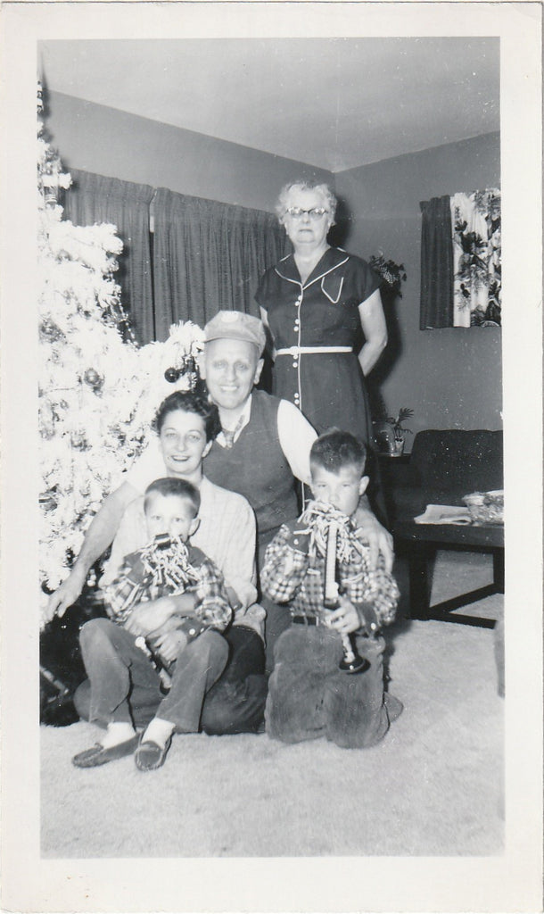 Noise-makers - Christmas at Grandparent's - Photo, c. 1950s
