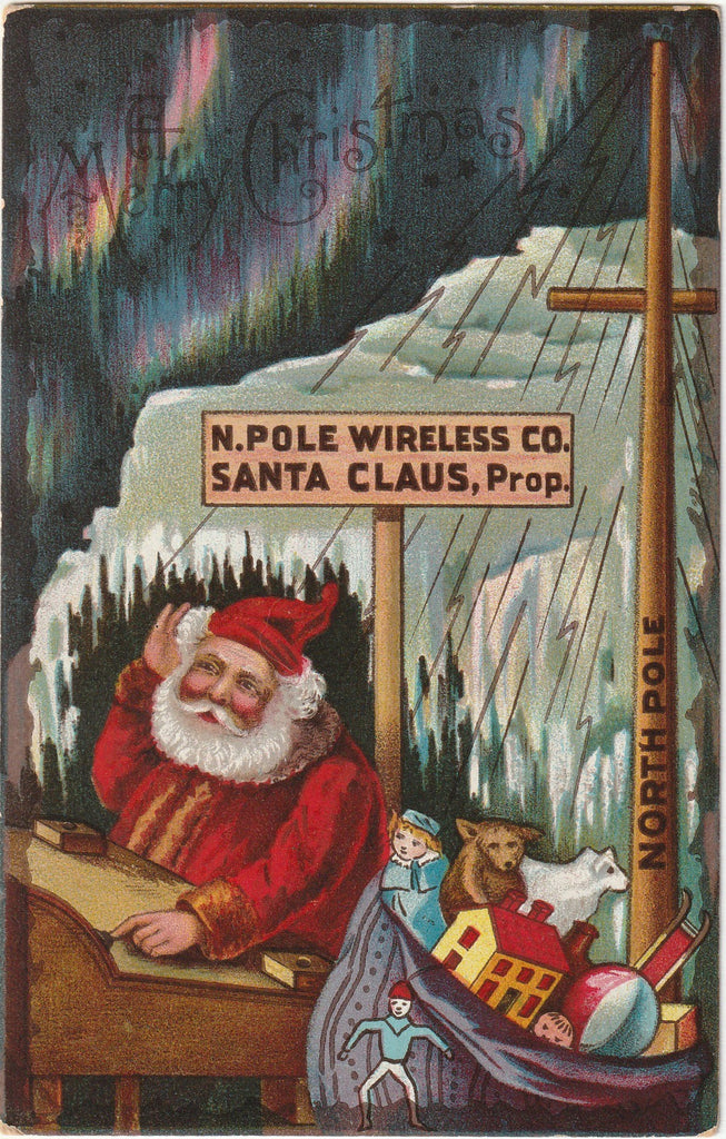 North Pole Wireless Co. - Santa Claus - Postcard, c. 1900s
