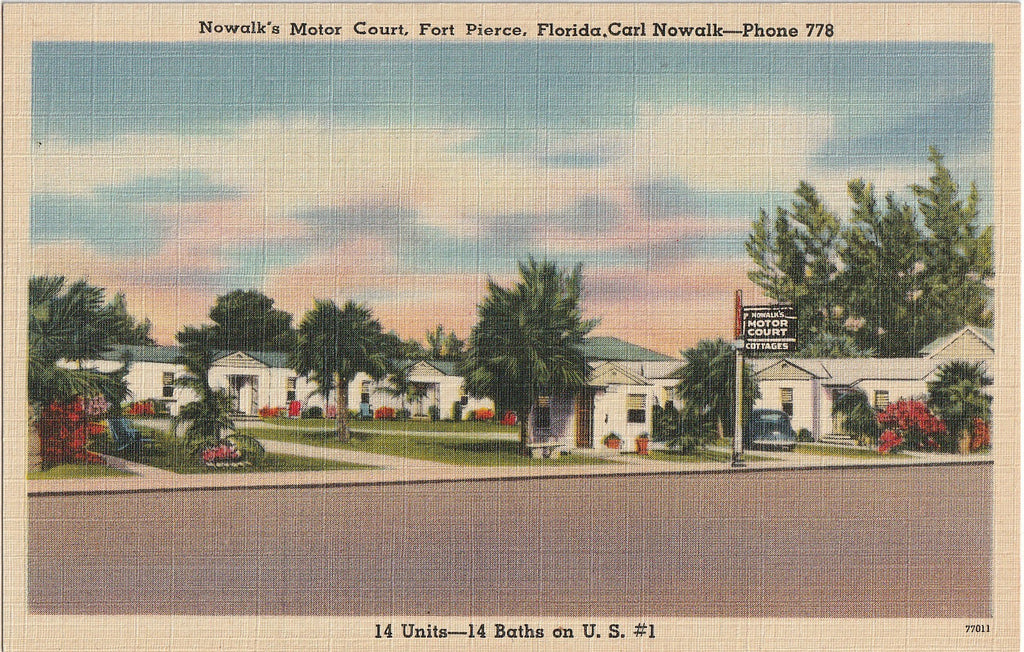 Nowalk's Motor Court - Fort Pierce, FL - Carl Nowalk - Postcard, c. 1940s