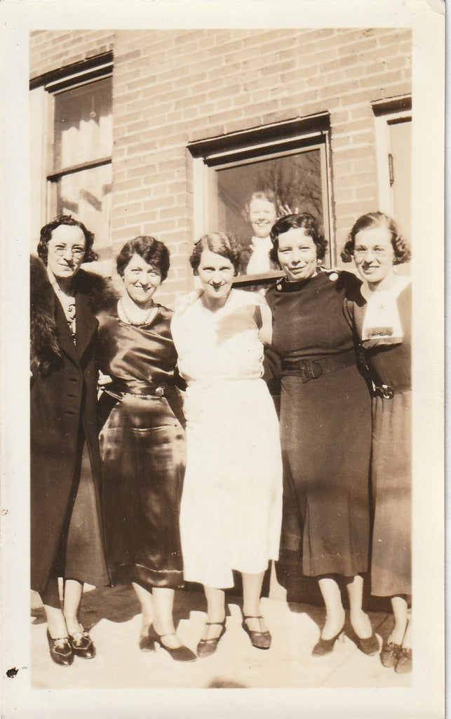 No Solicitation Allowed - Photo Bomb Ladies - SET of 4 - Snapshots, c. 1930s