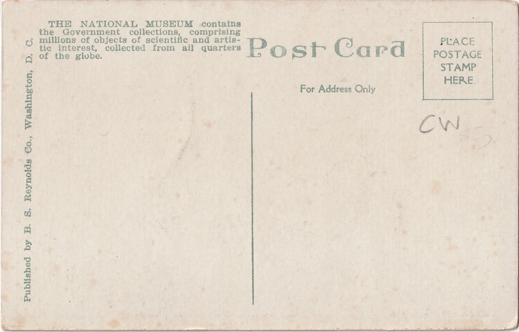 Old National Museum Washington D. C. Postcard Back