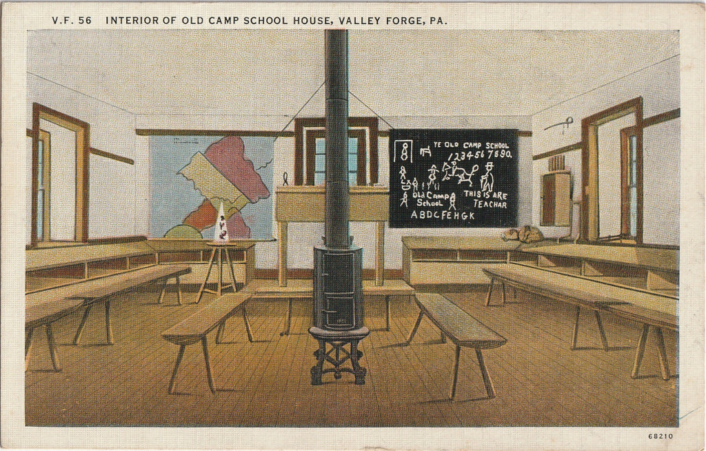 Old Camp School House Valley Forge Pennsylvania Vintage Postcard
