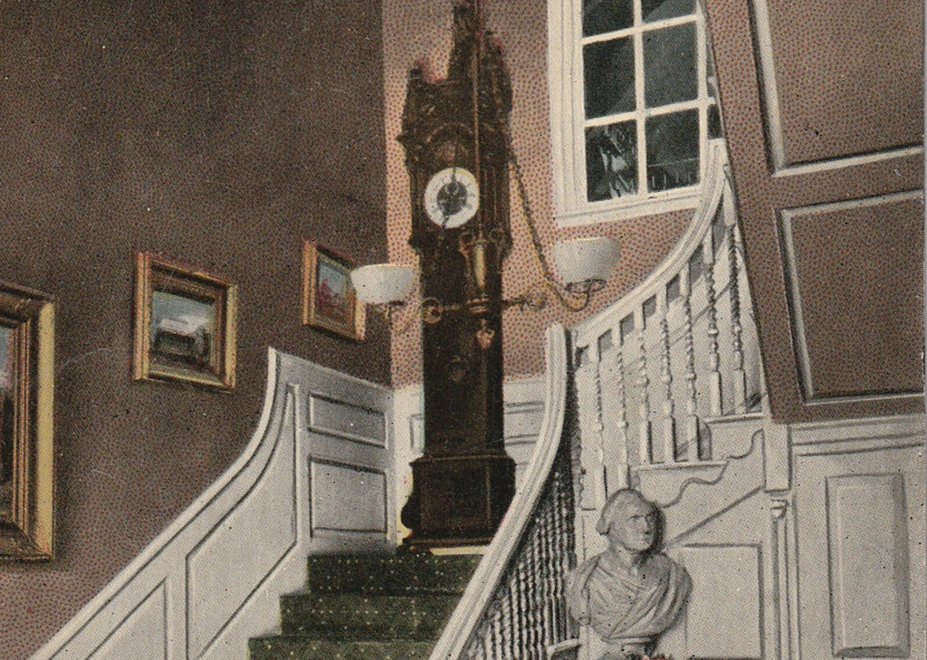 Old Clock On The Stairs Longfellow Postcard Close Up 3