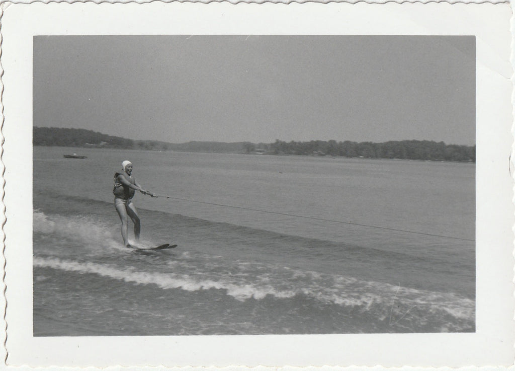 Ollie on Water Skies - Snapshot, c. 1950s