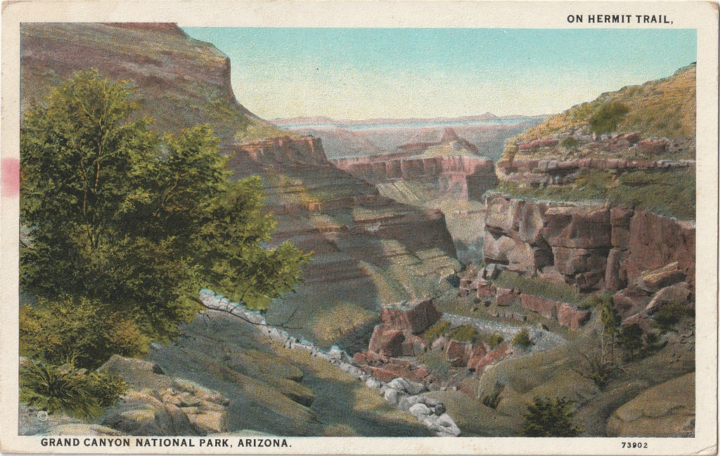 On Hermit Trail - Grand Canyon National Park, Arizona - Postcard, c. 1920s