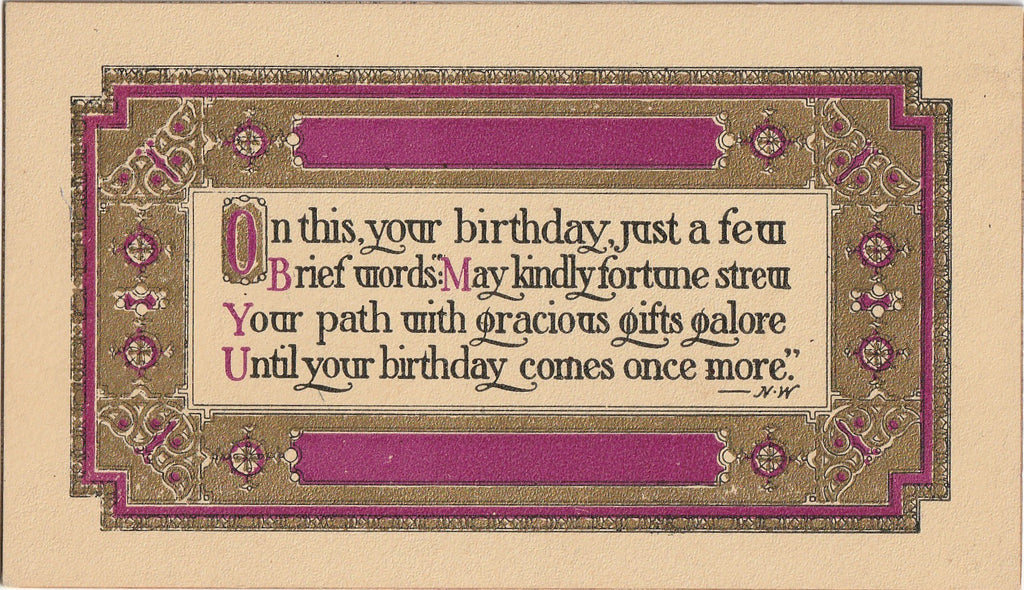 On This Your Birthday Just a Few Brief Words A. M. Davis Postcard