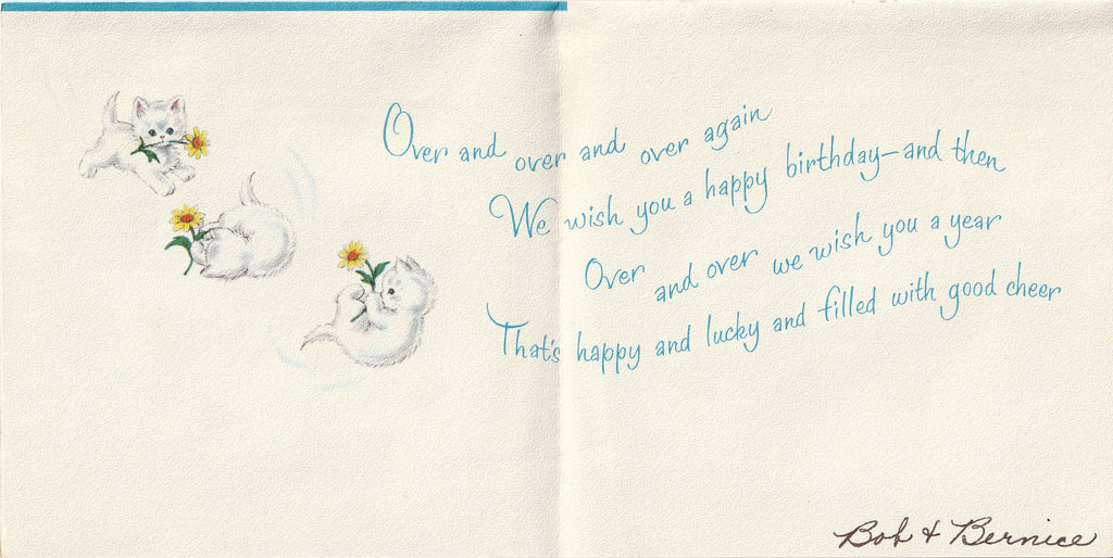 Our Birthday Wish for You - Norcross Kittens - Card, c. 1950s Inside