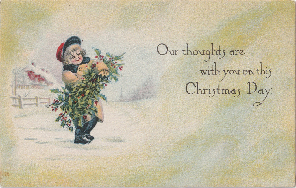 Our Thoughts Are With You This Christmas Antique Postcard