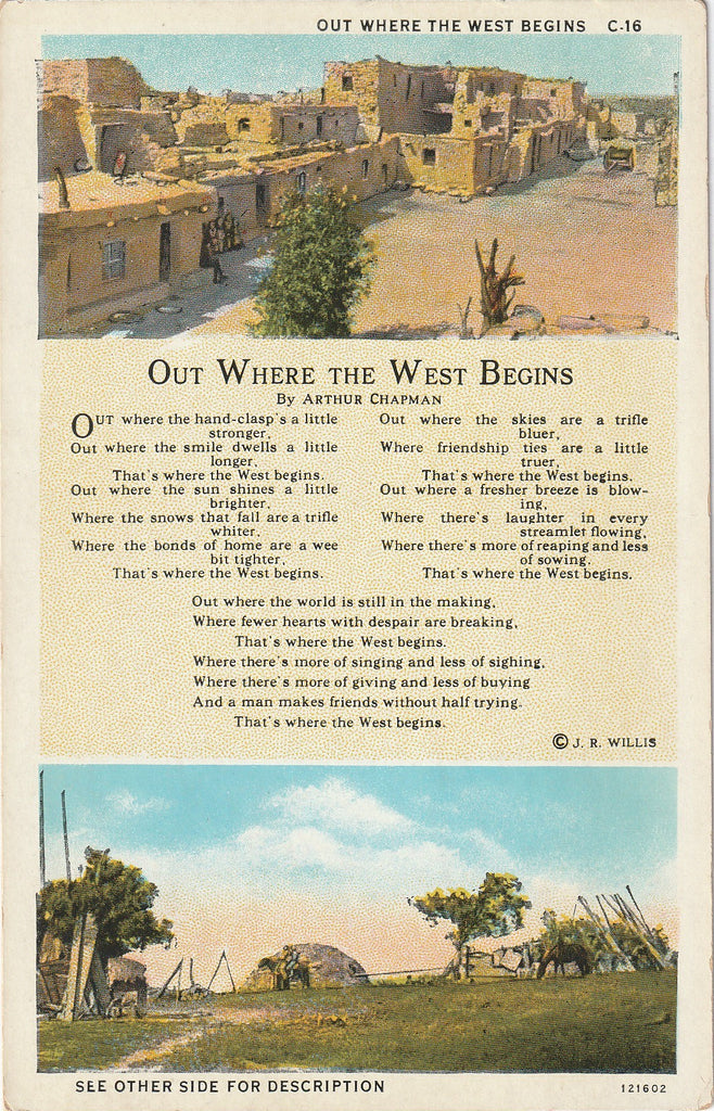 Out Where the West Begins Arthur Chapman Postcard