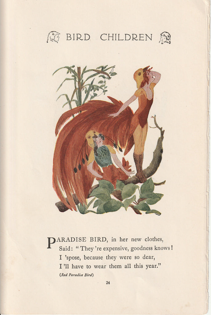 Paradise Bird - Bird Children Book Page- Elizabeth Gordon - M. T. Ross- Print, c. 1912