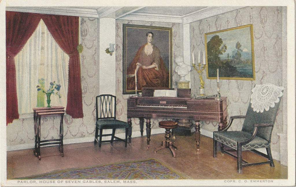 Parlor at House of Seven Gables - Salem, MA - Postcard, c. 1900s