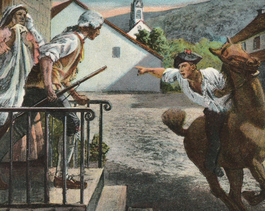 Paul Revere's Ride - April 18, 1775 - Postcard, c. 1920s