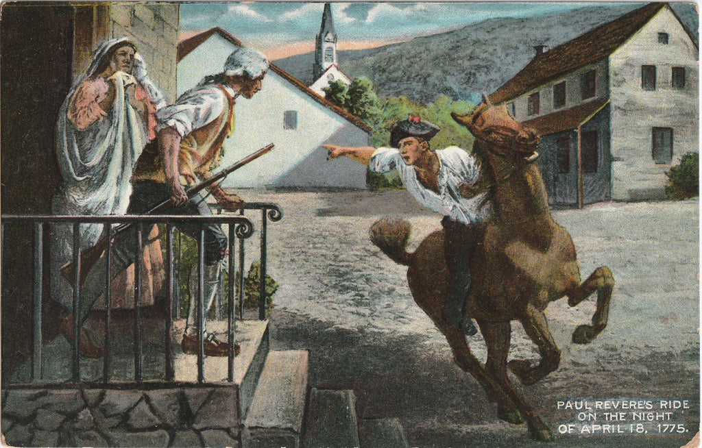 Paul Revere's Ride - April 18, 1775 - Postcard, c. 1920s