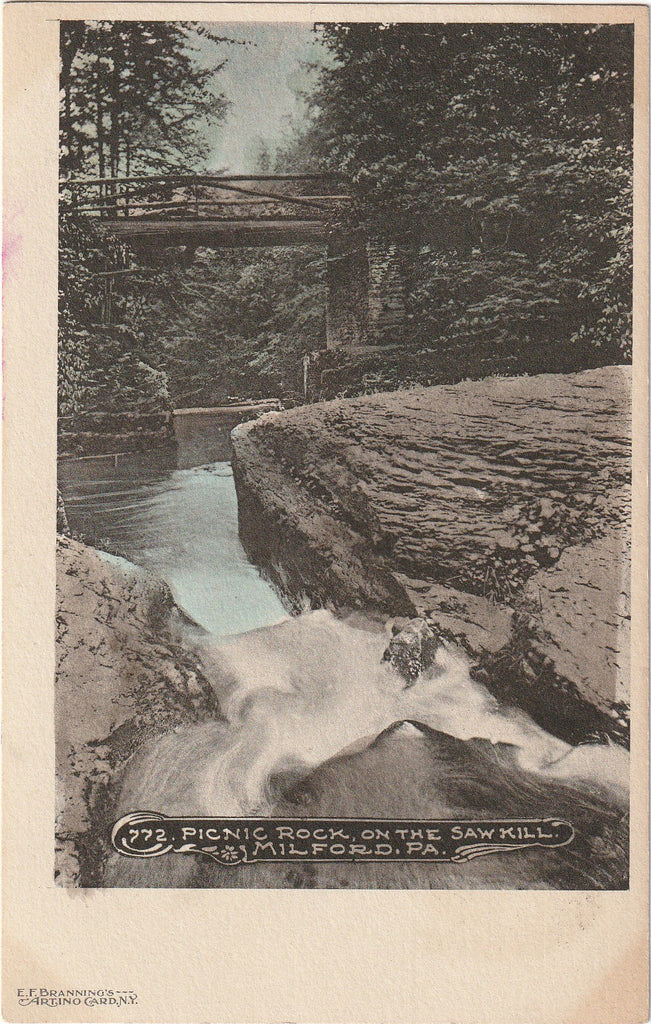 Picnic Rock On The Sawkill - Milford, PA - Postcard, c. 1900s