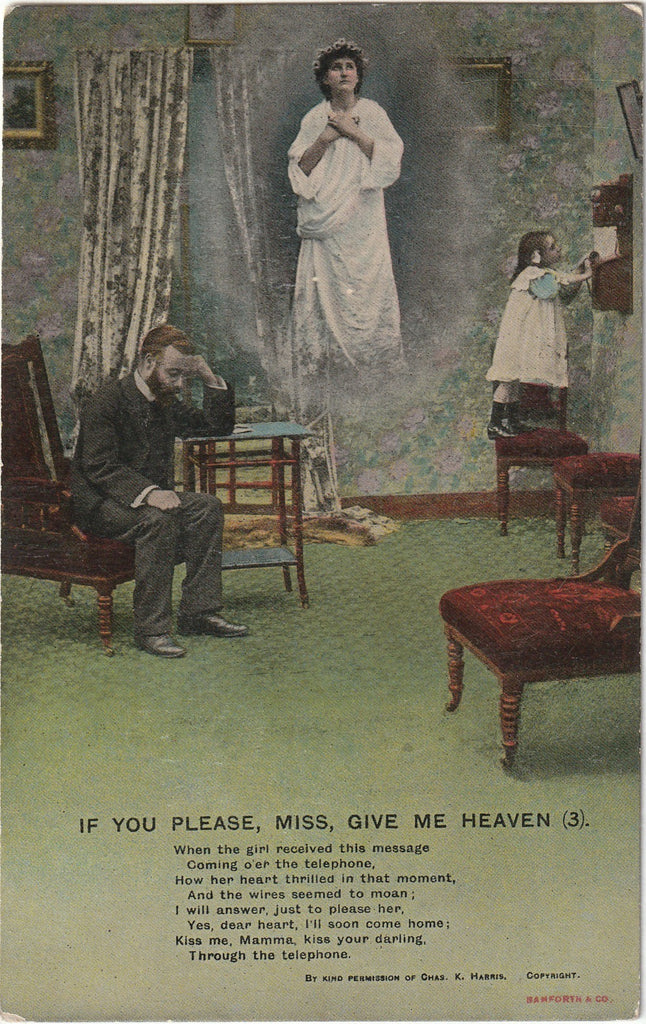 If You Please Miss Give Me Heaven - Chas. K. Harris - Bamforth & Co. - SET of 2 - Postcards, c. 1900s