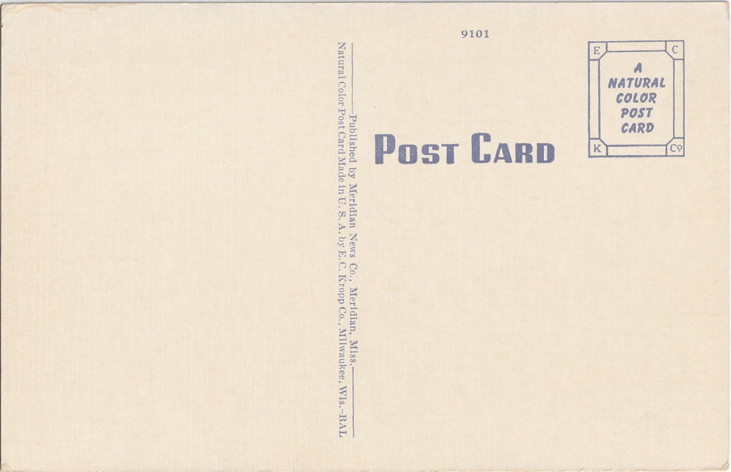 Post Office Meridian Mississippi Postcard Back