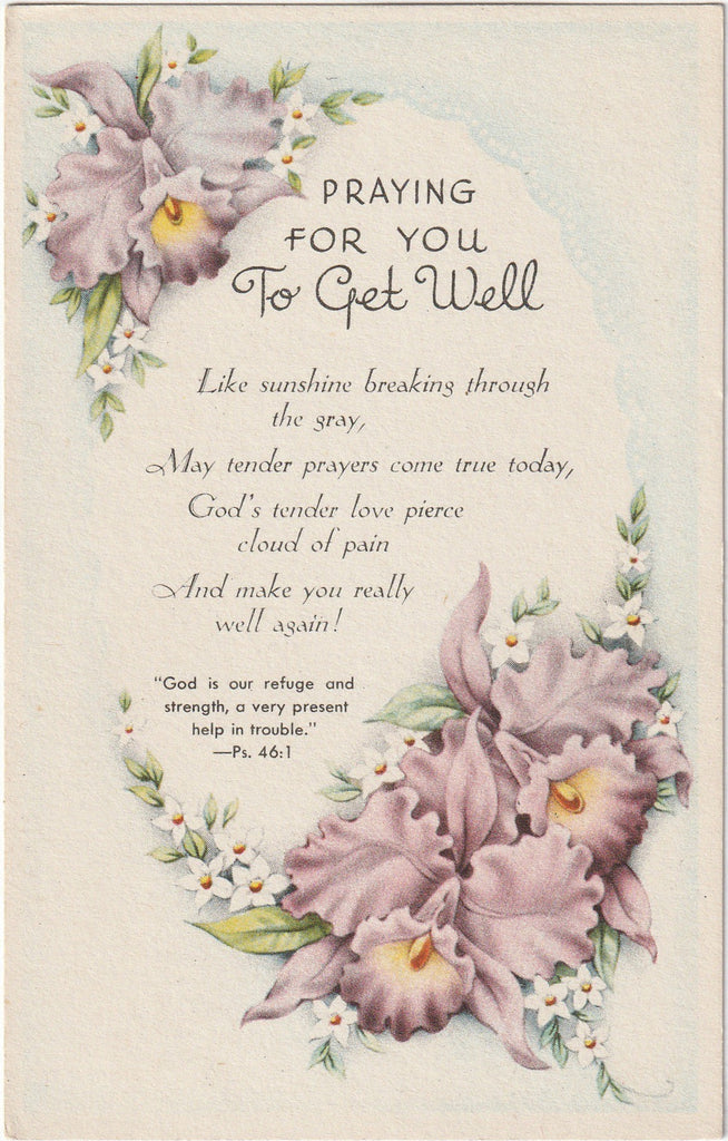 Praying For You To Get Well - Sunshine Series - Postcard, c. 1940s