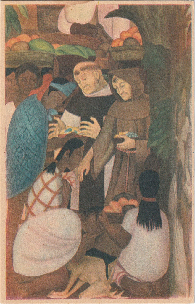 Priests With The Exploiters - The Palace of Cortes - Cuernavaca, Mexico - Diego Rivera - Postcard, c. 1930s
