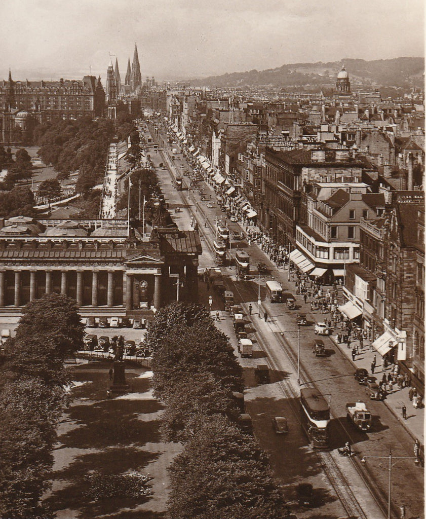 Princes Street Edinburgh, Scotland - RPPC, c. 1940s Close Up