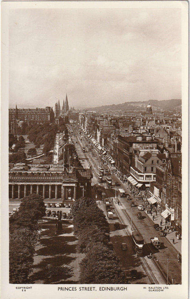 Princes Street Edinburgh, Scotland - RPPC, c. 1940s