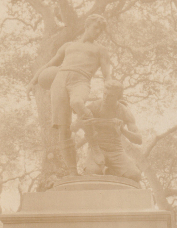 Prize of Superiority Football Statue Berkeley California Antique RPPC Close Up 2