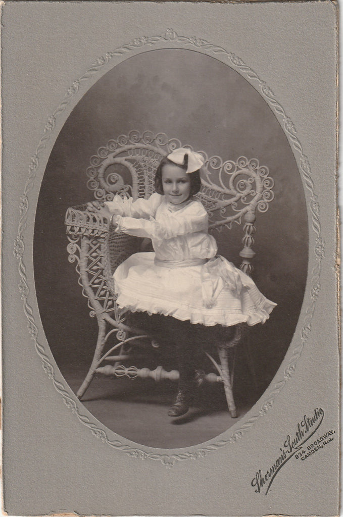 Proper Young Lady - Edwardian Girl - Rattan Chair - Camden, NJ - Cabinet Photo, c. 1900s