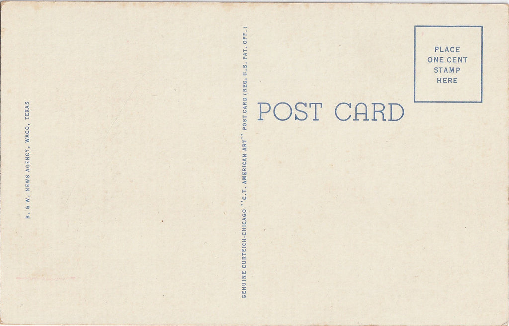 Providence Sanatorium - Waco, Texas - Postcard, c. 1940s Back