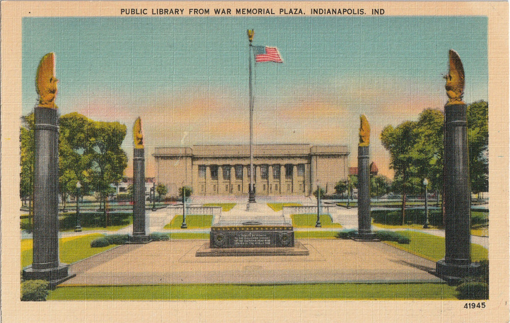 Public Library War Memorial Plaza Indianapolis Postcard