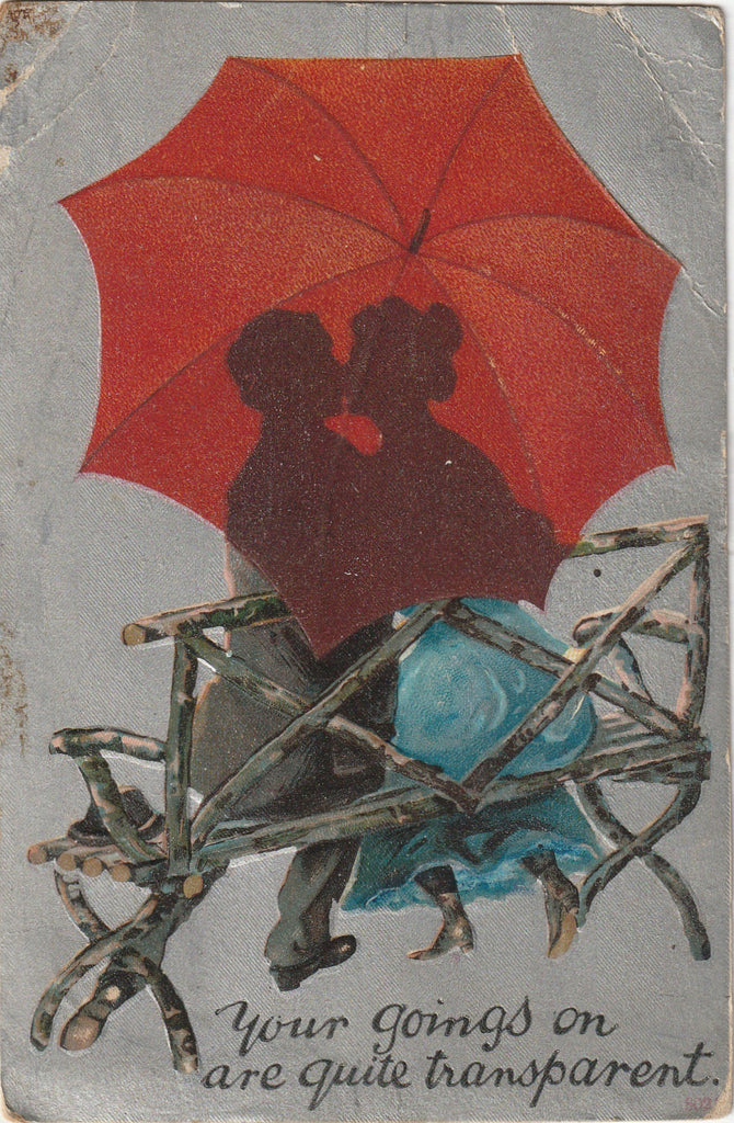 Your Goings On Are Quite Transparent Umbrella Antique Postcard