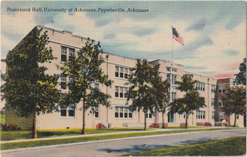 Razorback Hall University of Arkansas Fayetteville Postcard