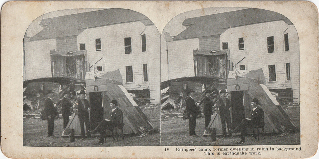 Refugees Camp, Former Dwelling in Ruins, San Francisco Earthquake 1906 Stereocard