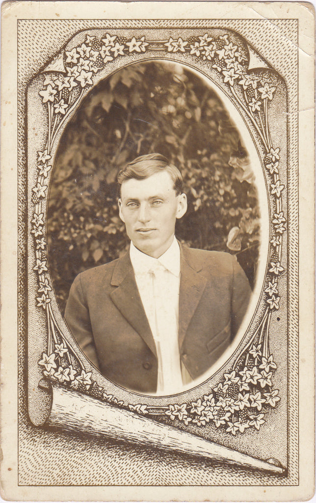 Handsome Edwardian Man Memorial Portrait