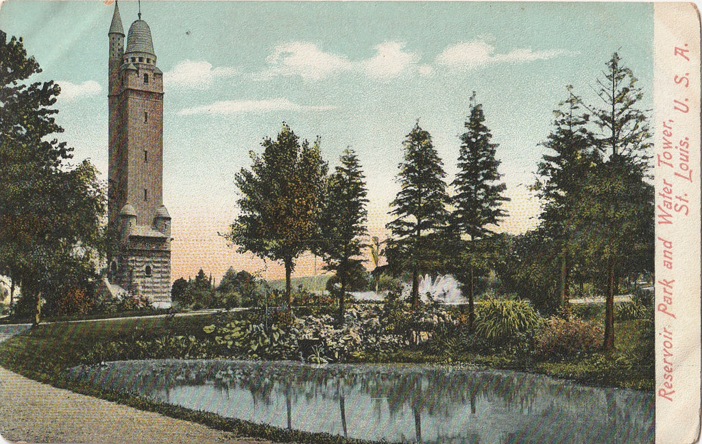 Reservoir Park and Water Tower St. Louis Missouri Postcard