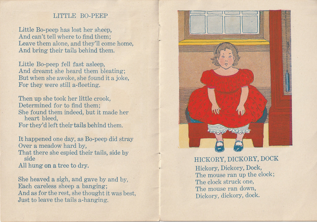 Rhymes From Mother Goose - Whitman Publishing Co. - Booklet, c. 1925 - Little Bo-Peep - Hickory Dickory Dock