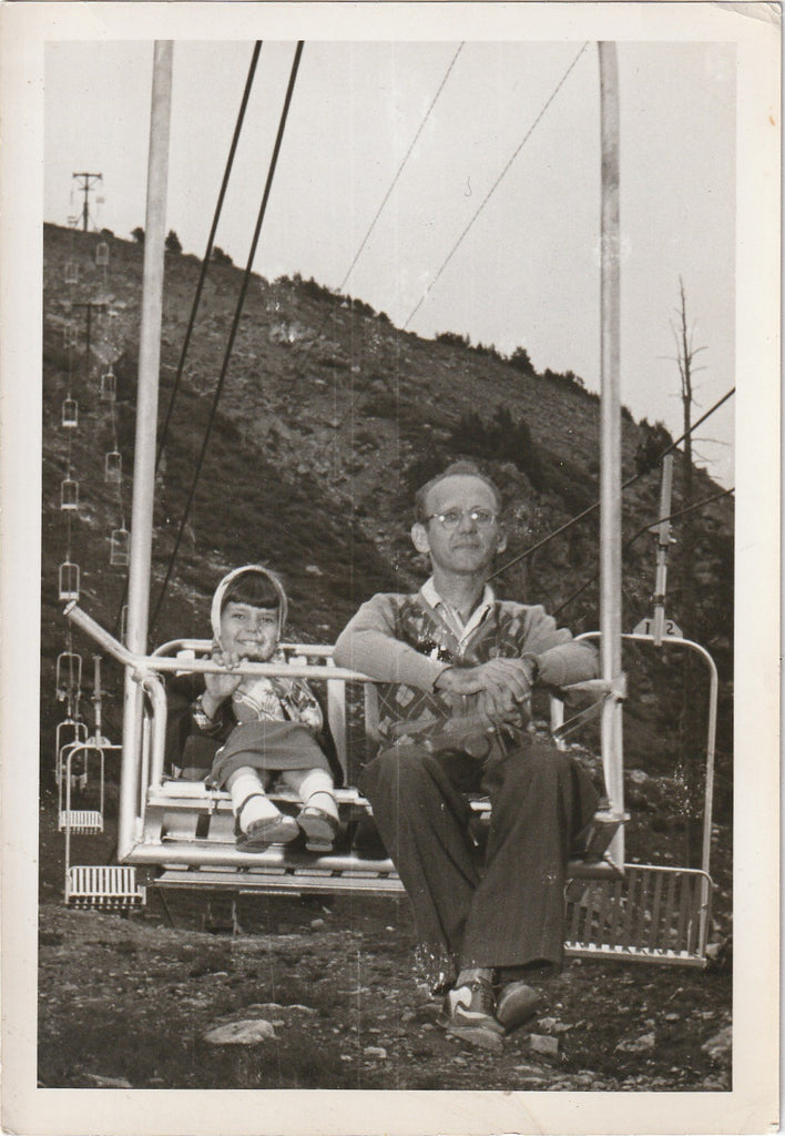 Riding America's First Double Chair Lift - Berthoud Pass, Colorado - Photo, c. 1950s