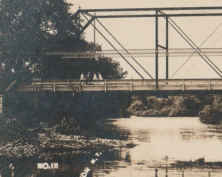 River Bridge - Mt. Upton, New York - RPPC, c. 1900s Close Up