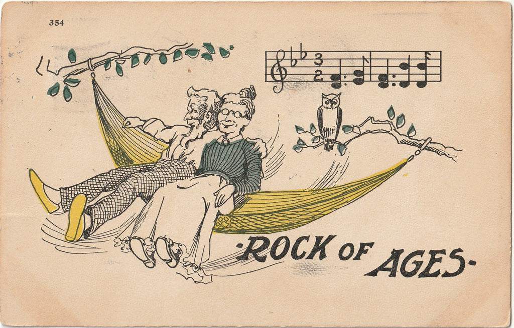 Rock of Ages - Hymn Lyrics Pun - Postcard, c. 1900s