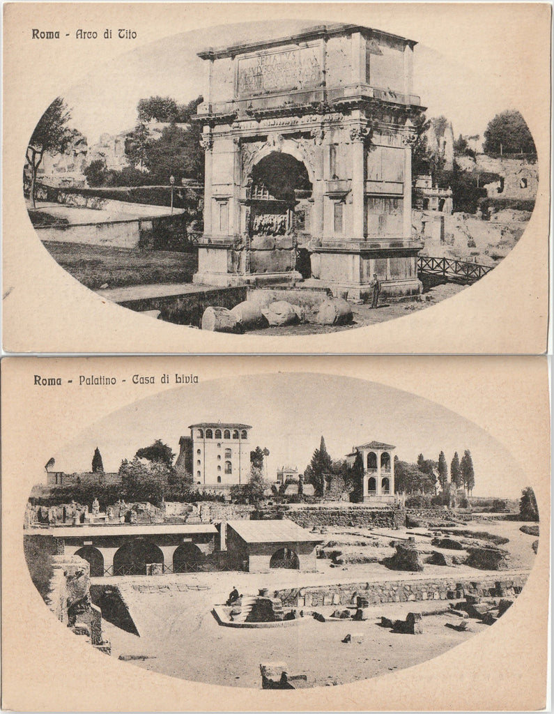Rome, Italy - House of Livia on Palatine Hill - Arch of Titus - SET of 2 - Postcards, c. 1900s