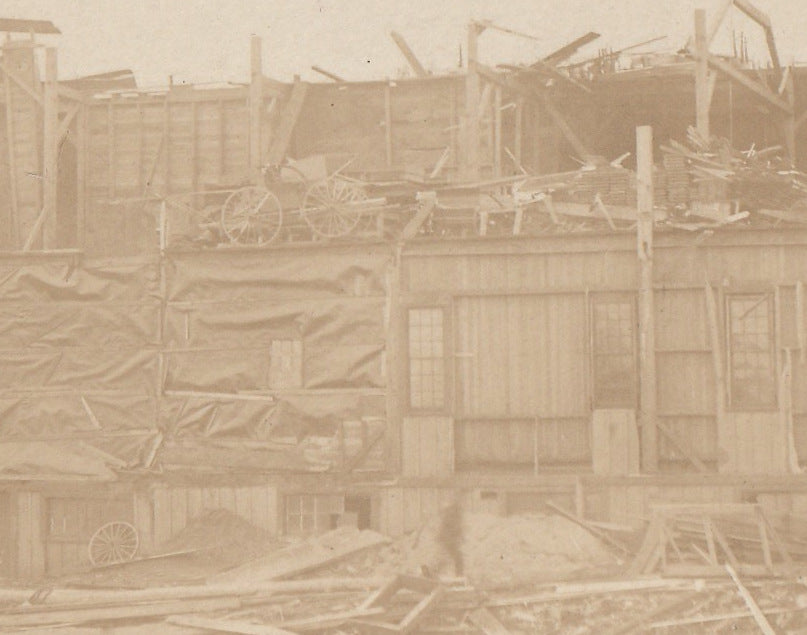 Ruins of Riverside Barn - Tornado Aftermath - Disaster Photo - RPPC, c. 1910s Close Up