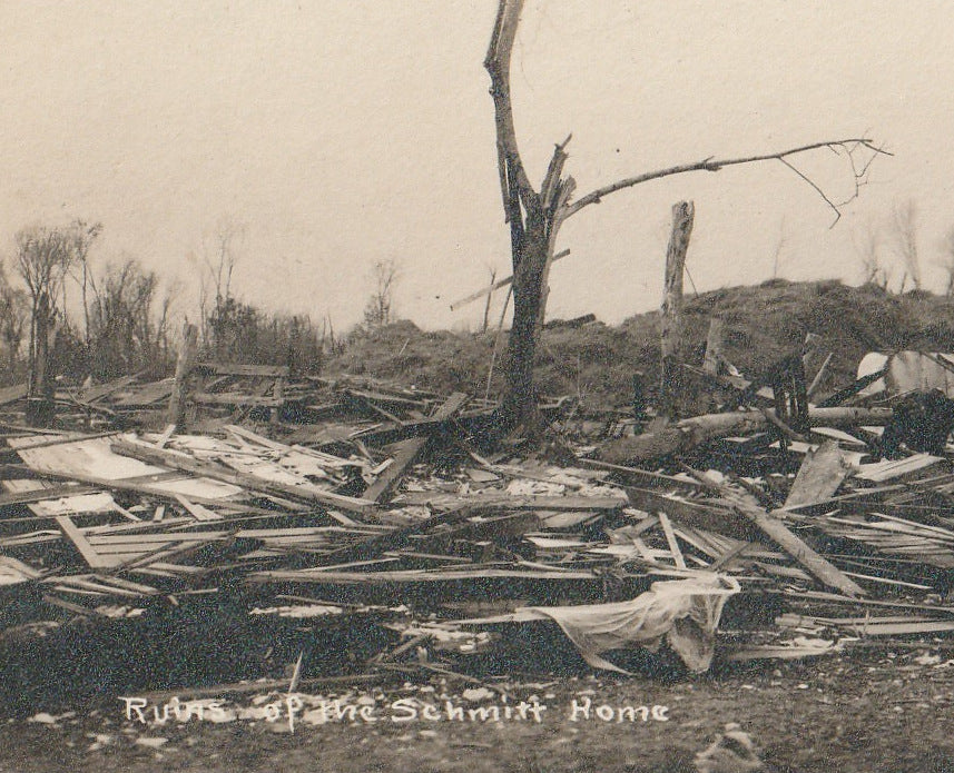 Ruins of the Schmitt Home - Tornado Disaster - RPPC, c. 1910s