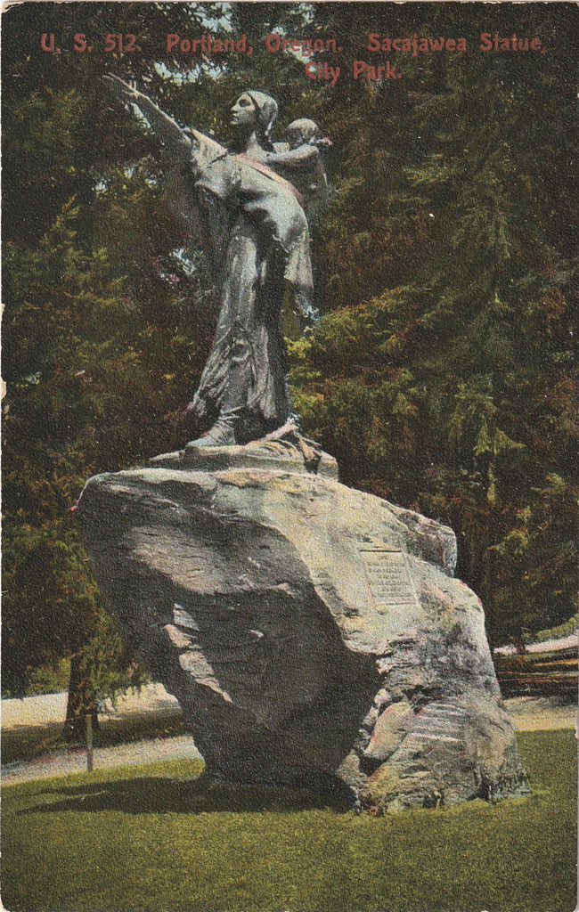 Sacajawea Statue Portland Oregon Antique Postcard